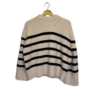 ZARA Chunky Boxy Cream Sweater with Black Stripes size Small